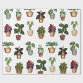Waterverf Potlood Planten Terracotta Pots Pattern Cadeaupapier (Vlak)