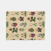 Waterverf Potlood Planten Terracotta Pots Pattern Fleece Deken (Voorkant (Horizontaal))
