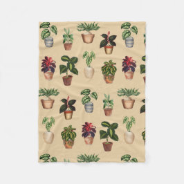 Waterverf Potlood Planten Terracotta Pots Pattern Fleece Deken