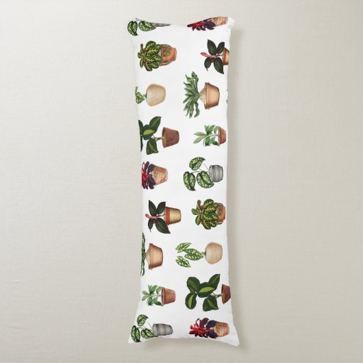 Waterverf Potlood Planten Terracotta Pots Pattern Lichaamskussen (Voorkant Verticaal)