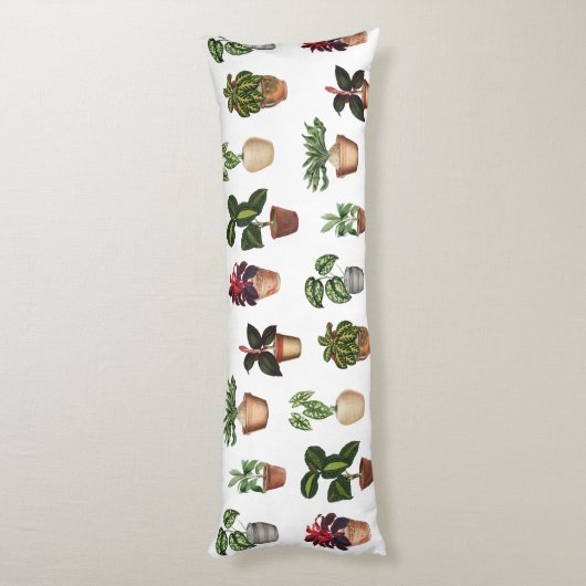 Waterverf Potlood Planten Terracotta Pots Pattern Lichaamskussen (Achterkant (Verticaal))