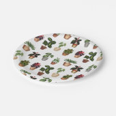 Waterverf Potlood Planten Terracotta Pots Pattern Papieren Bordje (Gekanteld)