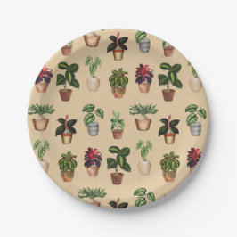 Waterverf Potlood Planten Terracotta Pots Pattern Papieren Bordje