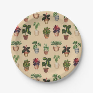 Waterverf Potlood Planten Terracotta Pots Pattern Papieren Bordje