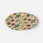 Waterverf Potlood Planten Terracotta Pots Pattern Papieren Bordje (Gekanteld)