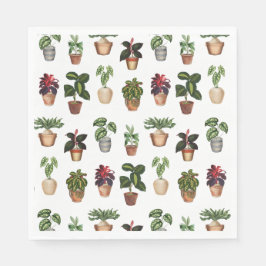 Waterverf Potlood Planten Terracotta Pots Pattern Servet