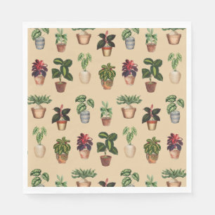 Waterverf Potlood Planten Terracotta Pots Pattern Servet