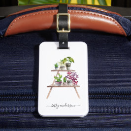 Waterverf Potplant Cactus | Chic Monogram Bagagelabel