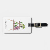 Waterverf Potplant Cactus | Chic Monogram Bagagelabel (Voorkant horizontaal)