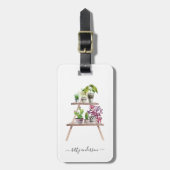 Waterverf Potplant Cactus | Chic Monogram Bagagelabel (Voorkant verticaal)
