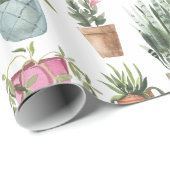Waterverf Potplanten Patroon Inpakpapier (Rol Hoek)