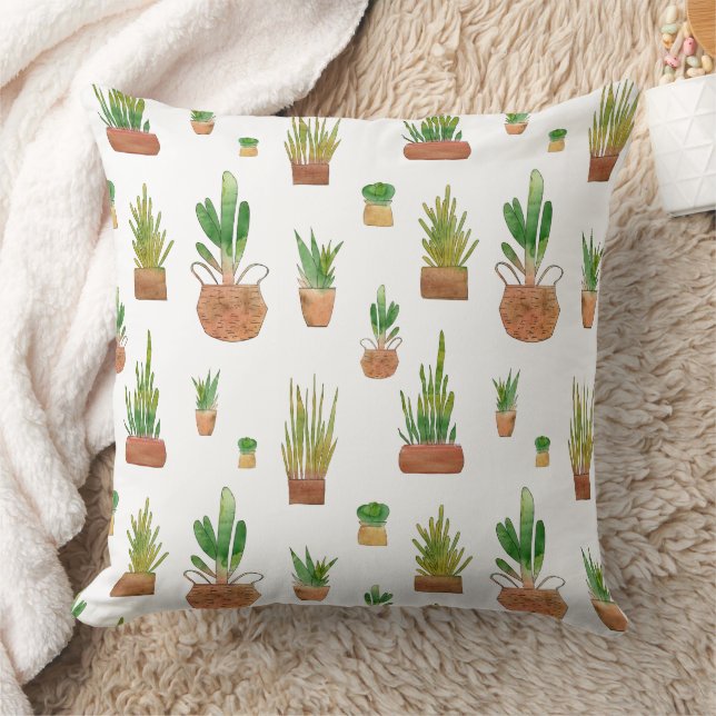 Waterverf Potplanten Patroon Kussen (Deken)