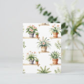 Waterverf Potplanten Plank Patroon Briefkaart (Staand voorkant)