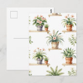 Waterverf Potplanten Plank Patroon Briefkaart (Voorkant / Achterkant)