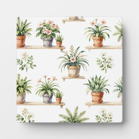 Waterverf Potplanten Plank Patroon Fotoplaat (Voorkant)