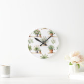 Waterverf Potplanten Plank Patroon Ronde Klok (Huis)