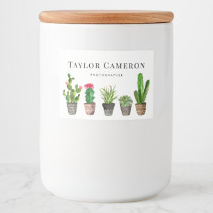 Waterverf Potted Cactus en Succulenten Zakelijk Voedselcontainer Etiket