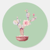 Waterverf Potted Cactus Ronde Sticker (Voorkant)