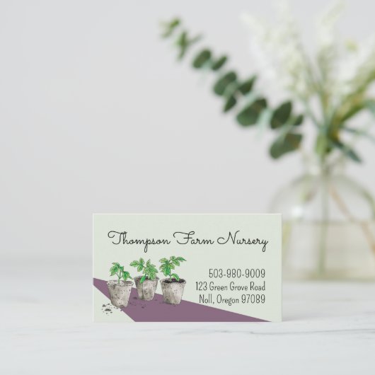 Waterverf Potted Greenery Nursery Visitekaartje (Staand voorkant)