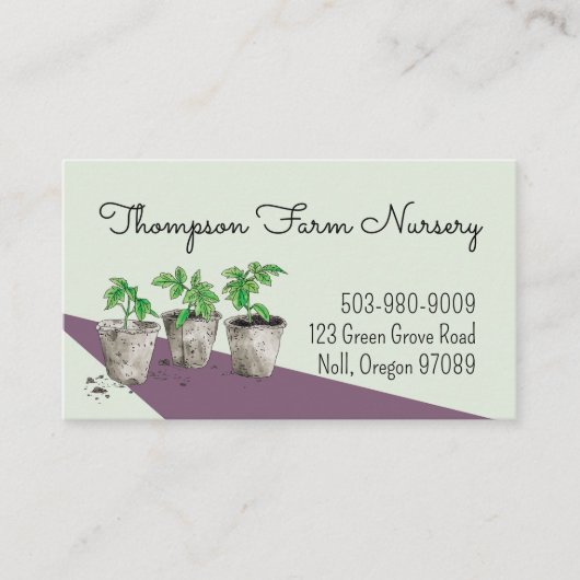 Waterverf Potted Greenery Nursery Visitekaartje (Voorkant)