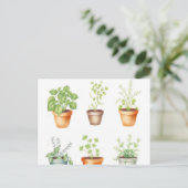 Waterverf Potted Herbs op Cream Achtergrond Briefkaart (Staand voorkant)
