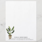 Waterverf Potted Plant Letterhead - Gepersonalisee Briefhoofd (Voorkant)