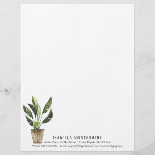Waterverf Potted Plant Letterhead - Gepersonalisee Briefhoofd