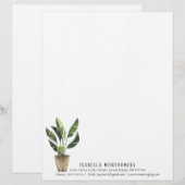 Waterverf Potted Plant Letterhead - Gepersonalisee Briefhoofd (Voorkant / Achterkant)