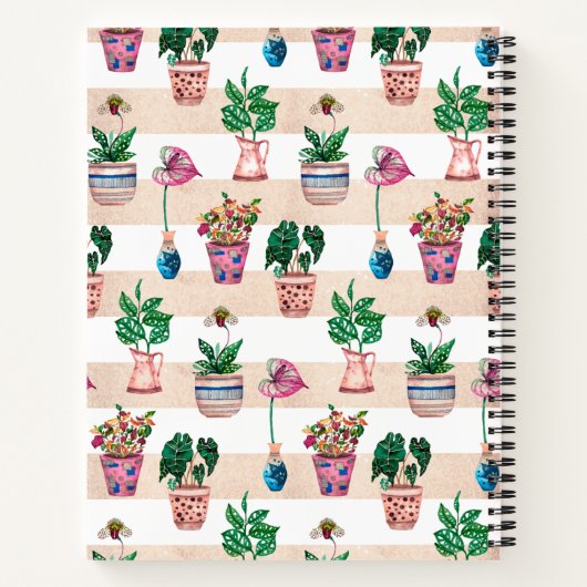 Waterverf Potted Plant Personalized Journal Notitieboek (Achterkant)