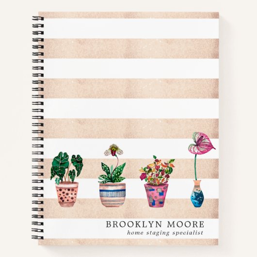 Waterverf Potted Plant Personalized Journal Notitieboek (Voorkant)