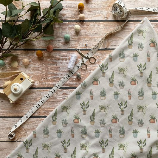 Waterverf Potted Planten Pattern Fabric Stof