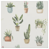 Waterverf Potted Planten Pattern Fabric Stof (Swatch)