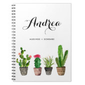 Waterverf Potted Succulents Gepersonaliseerd Notit Notitieboek (Voorkant)