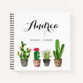 Waterverf Potted Succulents gepersonaliseerd vierk Notitieboek (Voorkant)