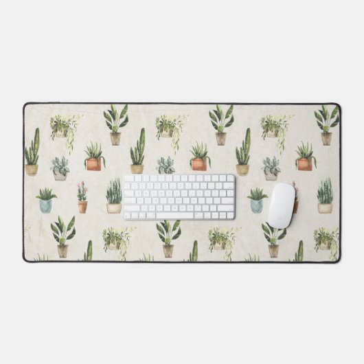 Waterverf potten Planten ontwerp Bureaumat (Keyboard & Muis)