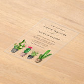 Waterverf Potten Succulenten en Cactus Bruiloft Acryl Uitnodigingen (Laagn)