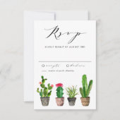Waterverf Potten Succulenten en Cactus Bruiloft RSVP Kaartje (Voorkant)