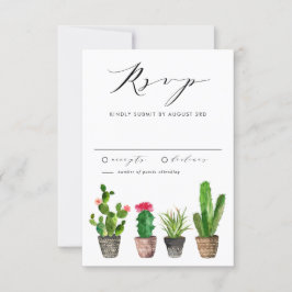 Waterverf Potten Succulenten en Cactus Bruiloft RSVP Kaartje