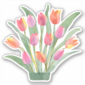 Waterverf Pottulpen Waterdicht Sticker (Voorkant)