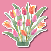 Waterverf Pottulpen Waterdicht Sticker