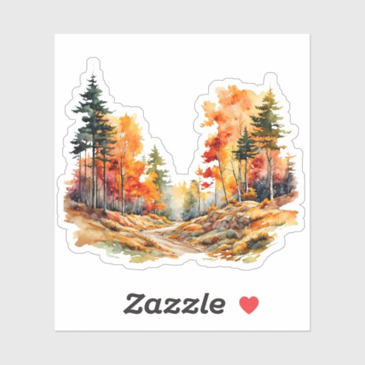 Waterverf Prachtig bos in de Herfst Sticker (Vel)