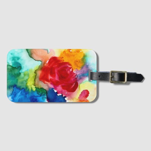 Waterverf prachtige abstracte roos kunst bagagelabel (Voorkant (horizontaal))