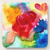Waterverf prachtige abstracte roos kunst bier onderzetter (Voorkant)