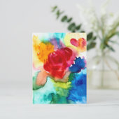 Waterverf prachtige abstracte roos kunst briefkaart (Staand voorkant)