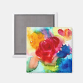 Waterverf prachtige abstracte roos kunst magneet (Voorkant / Achterkant)