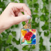 Waterverf prachtige abstracte roos kunst sleutelhanger (Hand)