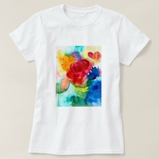 Waterverf prachtige abstracte roos kunst t-shirt (Design voorkant)