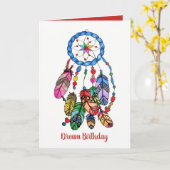 Waterverf prachtige regenboogdroomvanger kaart (Gele Bloem)