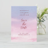 Waterverf prachtige Sunset bruiloft Save the date Kaart (Staand voorkant)