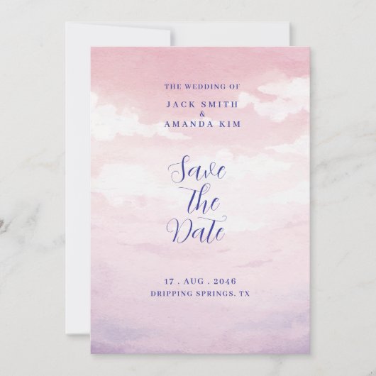 Waterverf prachtige Sunset bruiloft Save the date Kaart (Voorkant)